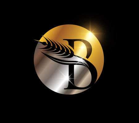 A vector Illustration of Gold and Silver Wheat Monogram Letter Bのイラスト素材