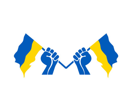 A vector illustration of Waving Flag for Stand with Ukraine flag Signのイラスト素材