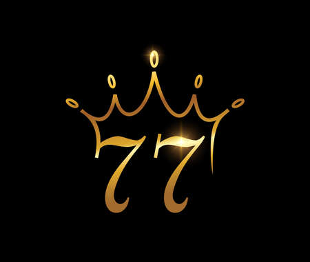 A vector illustration set of Golden Luxury Crown Monogram Number 77のイラスト素材