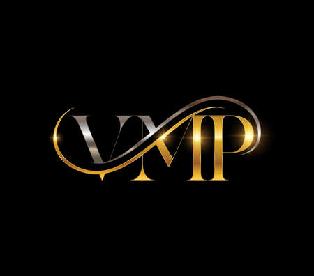 A vector illustration of VMP monogram in gold  and silver signのイラスト素材