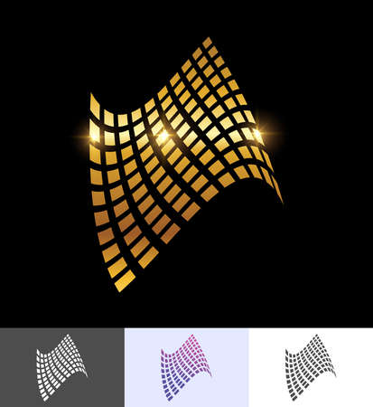 A vector illustration set of Golden Tiled Abstract perspective geometric shape designのイラスト素材