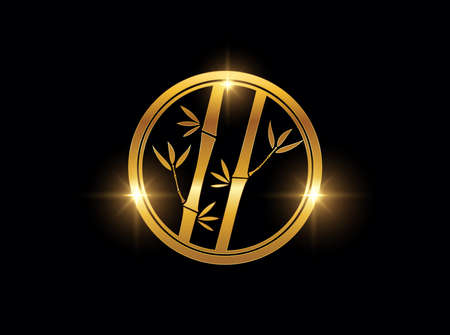 A vector illustration set of Golden Bamboo Vector Signのイラスト素材