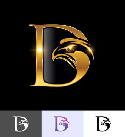 A vector illustration set of Golden Eagle Monogram Initial Letter Dのイラスト素材