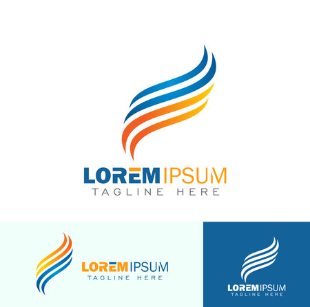 A vector illustration set of Wave and Swoosh Logo Sign for technology and communication logoのイラスト素材