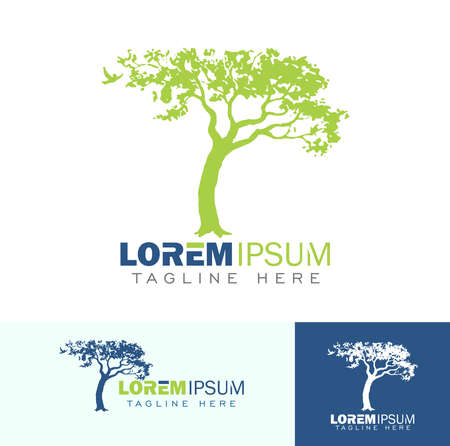 A vector illustration set of Simple Tree Line Logo Signのイラスト素材