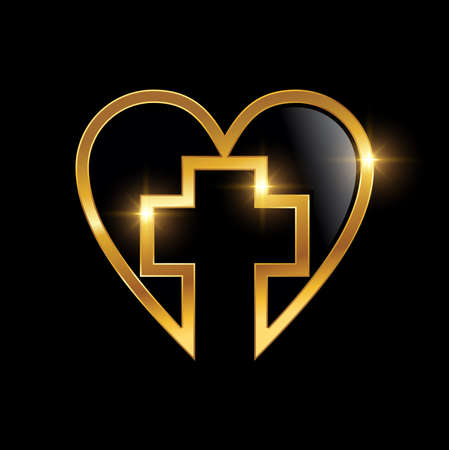A vector illustration of Golden Love and Cross Logo Signのイラスト素材