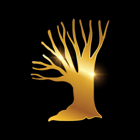 A vector Illustration of Golden Tree Symbol Logo Signのイラスト素材