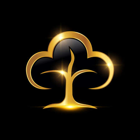 A vector Illustration of Golden Tree Symbol Logo Signのイラスト素材