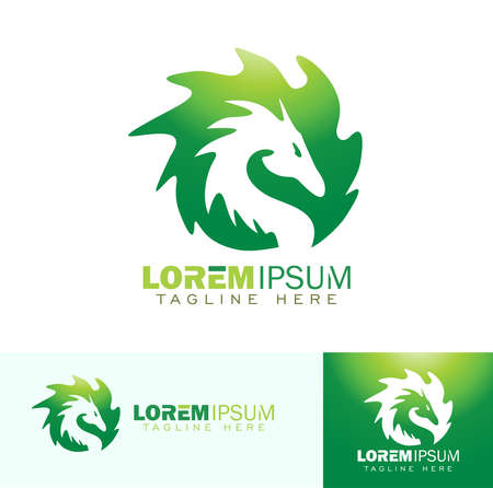 A vector Illustration set of Green Dragon Symbol Logo Signのイラスト素材