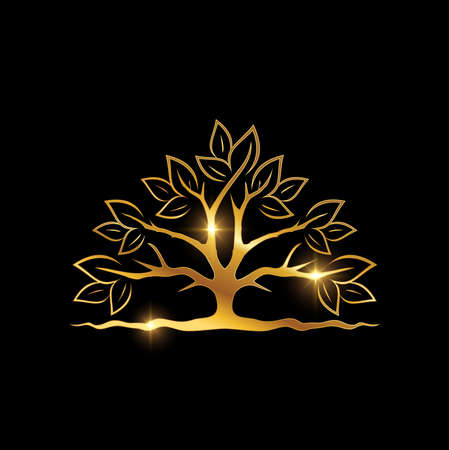 A vector illustration of Golden Tree Symbol Logo Signのイラスト素材