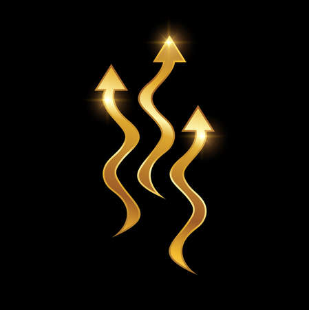 A vector illustration of Golden Arrow Wave Pointing Up  Signのイラスト素材