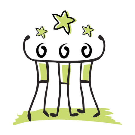 A vector Illustration of Stickman Stick Figure Reaching The Success Star logo signのイラスト素材