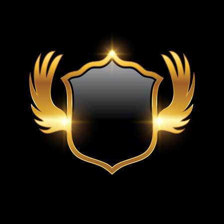 A vector Illustration of v in black background with gold shine effectのイラスト素材