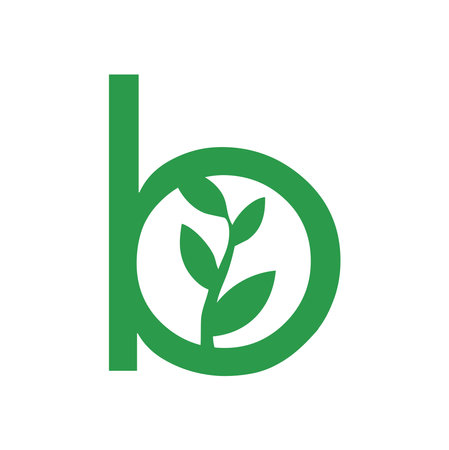 A vector illustration of Letter B Natural Green leaf ecology monogram logoのイラスト素材