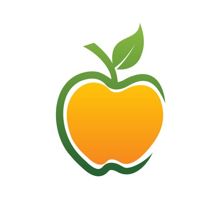 A vector Illustration of Apple Orange Circle Fruit Logo Sign in isolated white backgroundのイラスト素材