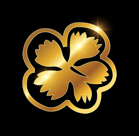 A vector Illustration  in black background with gold shine effect of Golden Flower Logo Vector Illustration Signのイラスト素材
