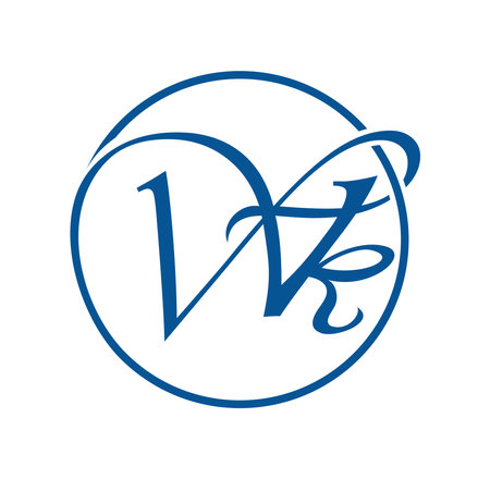 Monogram Logo Initial Letters WK Vector Sign illustration in white background isolatedのイラスト素材