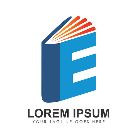 E book Monogram Logo Vector Icon Sign illustration in white background isolatedのイラスト素材