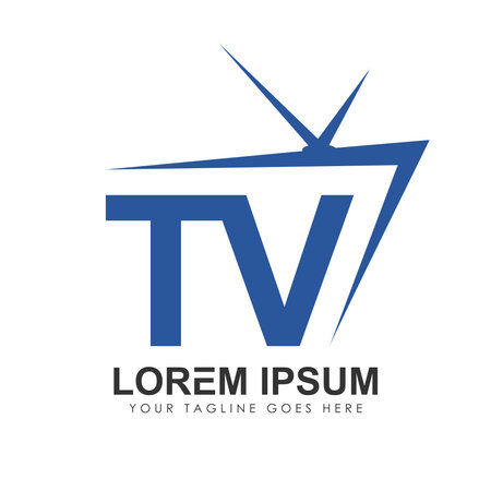 TV Logo Template vector Icon Sign illustration in white background isolatedのイラスト素材