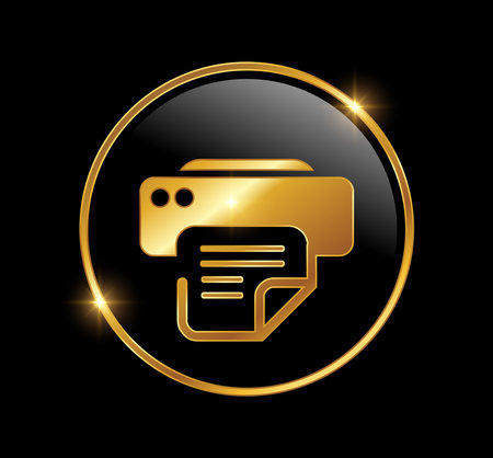A vector Illustration  in black background with gold shine effect of Golden Fax Printer Logo vector Iconのイラスト素材