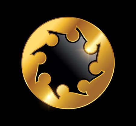 A vector Illustration  in black background with gold shine effect of Golden People Logo Vector iconのイラスト素材