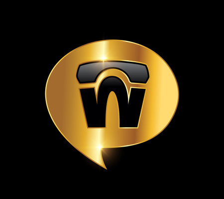 A vector Illustration on black background with gold shine effect of Golden Call Chat Logo Iconのイラスト素材