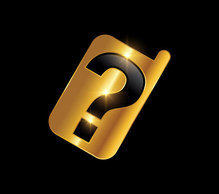 A vector Illustration on black background with gold shine effect of Golden Phone Question Logo Iconのイラスト素材