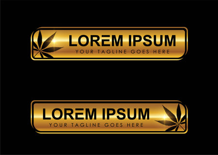 A Vector Illustration of Golden Weed Logo Vector Illustration in black background with gold shine effectのイラスト素材