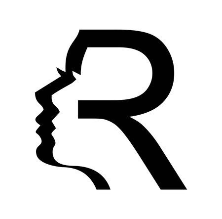 A vector illustration of Women Monogram Logo Vector Illustration Letter R in black background with gold shine effectのイラスト素材