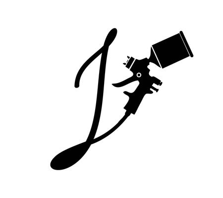 A vector illustration of gun spray paint monogram logo initial letter Iのイラスト素材