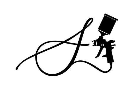 A vector illustration of gun spray paint monogram logo initial letter Sのイラスト素材
