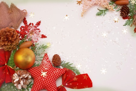 Christmas Theme Composition Background with Christmas Decorationsの写真素材