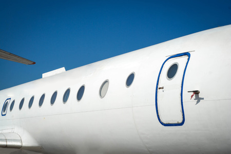Commercial airplane on the ground close upの写真素材