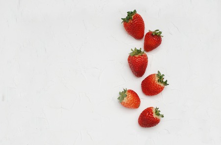 Healthy Strawberry Isolated on White Background. Copy Space. Top View, Summer Fresh Berries. Health Concept.の写真素材