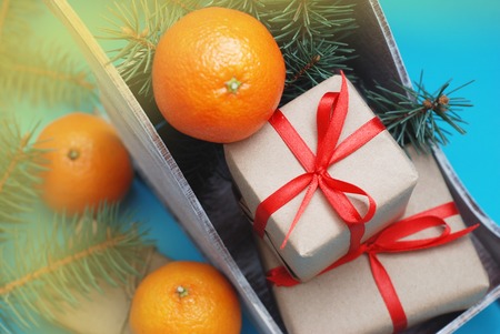 Group of Gift boxes Wrapped in Craftの写真素材