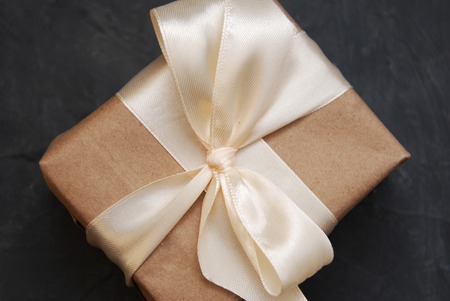 Present Brown Craft Gift. Close up ofの写真素材