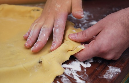 Press the pastry over the baseの写真素材