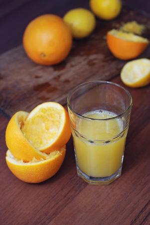 Glass of Freshly Pressed Orange Juice withの写真素材