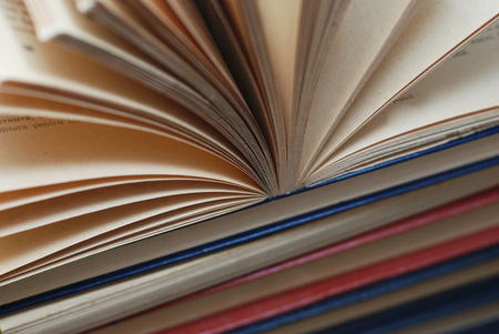 Close Up of an Opened Vintage Books, Selective Focus. Educational Conceptの写真素材