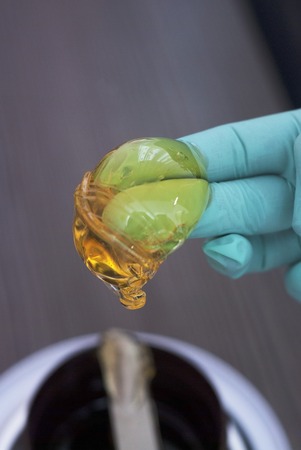 Depilatory. Pasta for sugaring procedure, top view. Depilatory sugar pasteの写真素材