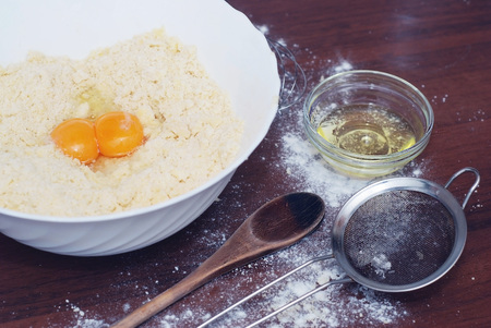Dough Preparation Recipe Bread, Pizza, Pie , food flat lay on kitchen