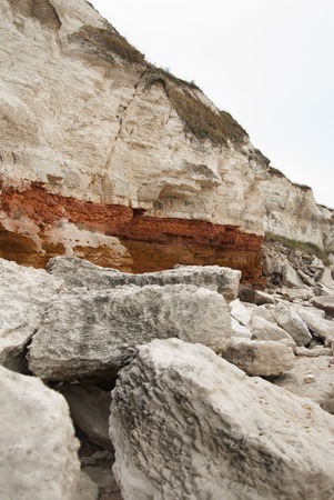 Quarry white stones near beach. Incredible rock formations. Isoalted.