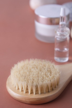 Zero waste bathroom accessories, natural sisal brush. Eco body, showers brush.の写真素材