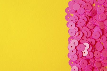 Abstract glamm, fashion, stylish background with copy space. Saprkle pink metal glittered sequins. Trendy texture. Magenta sequins.の写真素材