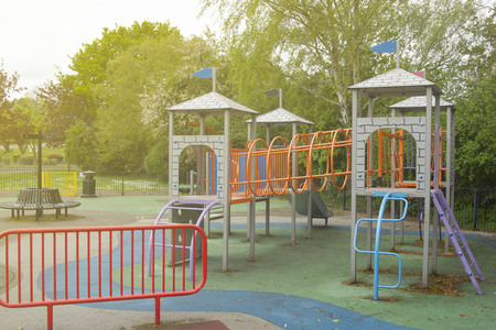 Corby, U.K April 28 2019 - empty playground spring time