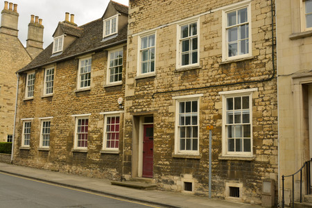 Street view of city centre.Old buidings, Stamford Englandの写真素材