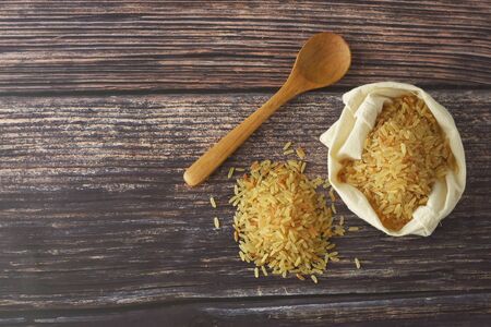 Whole rice heap. Wholegrain cereals for healthy food and cooking.の写真素材