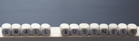 Small business banner - words cubes abstract lettering, grayの写真素材