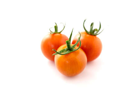 Cherry organic tomatoes isolated white backgroundの写真素材