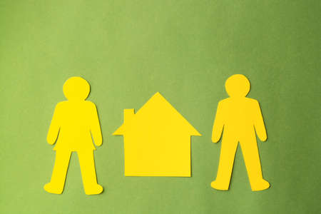 Family paper cut silhouette. Adoption, inclusion concept.の写真素材